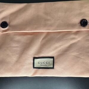 Gucci Beauty‎ Pouch Makeup Bag Floral Lined Button Closure Travel Accessory